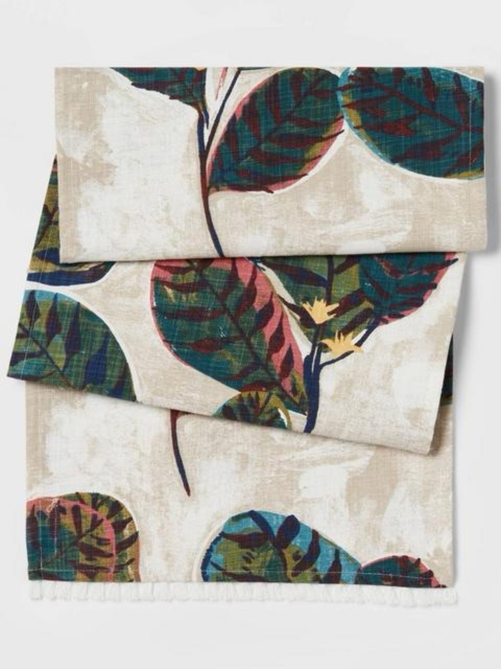 Threshold Cotton Leaf Table Runner with Tassels